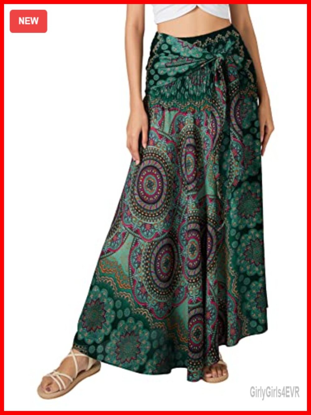 Boho Maxi Wrap Skirt for Women Lightweight Hippie Long Flowy